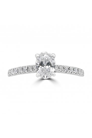 Platinum Single Stone & Shoulder Diamond Ring Platinum Claw Set