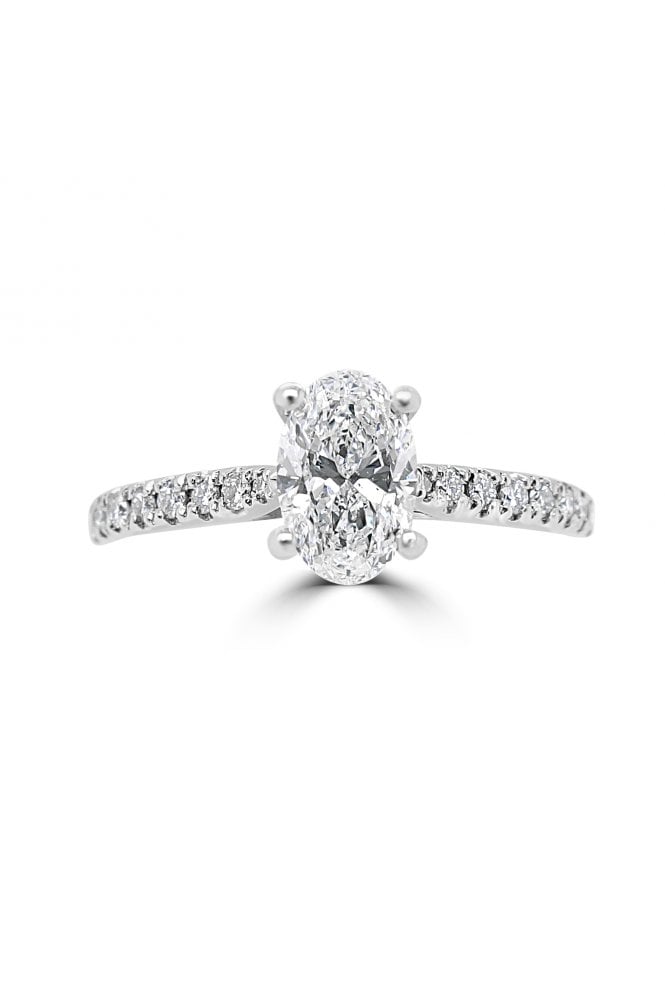 Platinum Single Stone & Shoulder Diamond Ring Platinum Claw Set