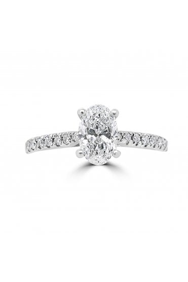 Platinum Single Stone & Shoulder Diamond Ring Platinum Claw Set