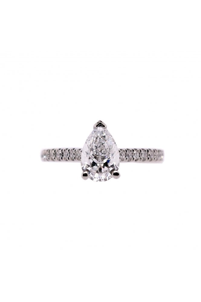 Platinum Single Stone & Shoulder Diamond Ring Platinum Claw Set