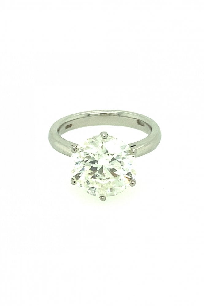 Platinum Solitare 5.54ct Diamond Ring Six Claw Set Round Brilliant Cut