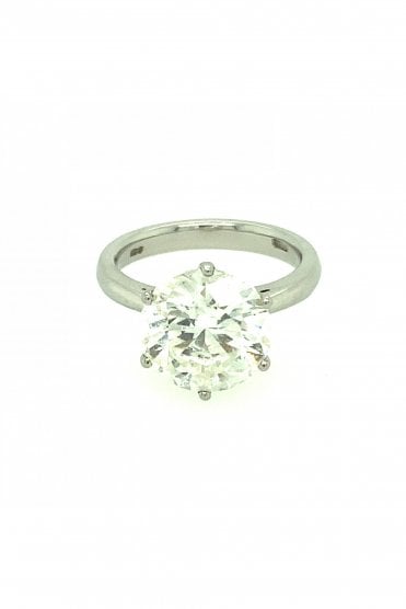 Platinum Solitare 5.54ct Diamond Ring Six Claw Set Round Brilliant Cut