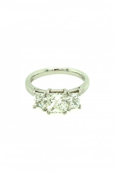 Platinum Three Stone Diamond Ring Centre Radiant 1.20ct
