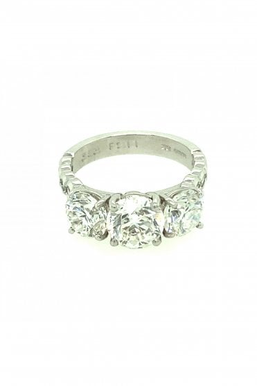 Platinum Three Stone & Shoulder Diamond Ring Centre Stone 1.50ct Round Brilliant Cut