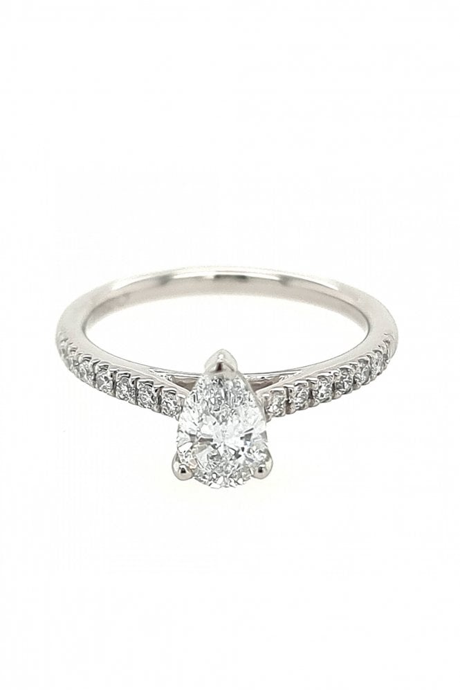Platinum Wed-fit Single Pear Diamond Stone Ring Platinum Four Claw