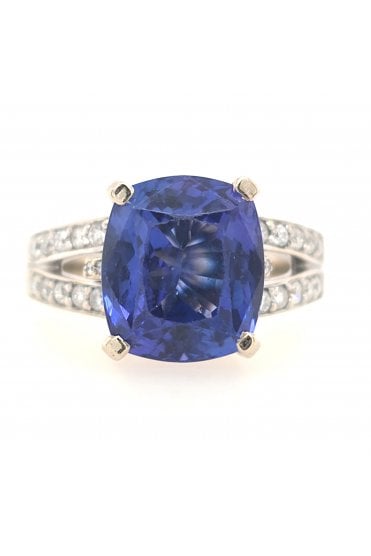 Preloved 14ct White Gold Tanzanite & Diamond Ring