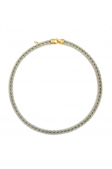 Preloved 18ct White and Yellow Gold Wellendorff Necklet Diamond Pavé Set Clasp