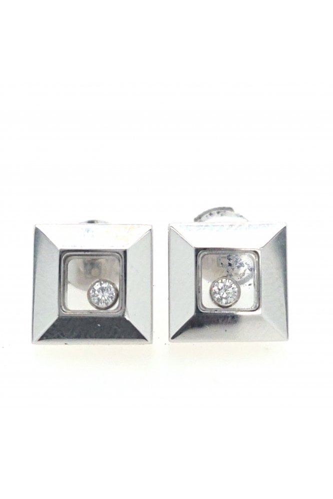 Preloved 18ct White Gold Chopard Happy Diamond Stud Earrings Model No. 83/2938.20