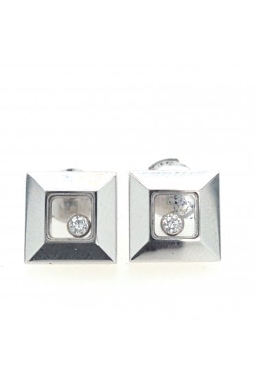 Preloved 18ct White Gold Chopard Happy Diamond Stud Earrings Model No. 83/2938.20