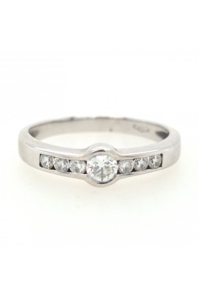 Preloved 18ct White Gold Diamond Ring Channel Set