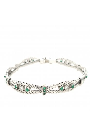 Preloved 18ct White Gold Emerald and Diamond Bracelet