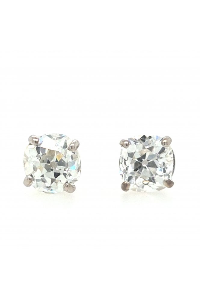 Preloved 18ct White Gold Old Cut Diamond Stud Earrings