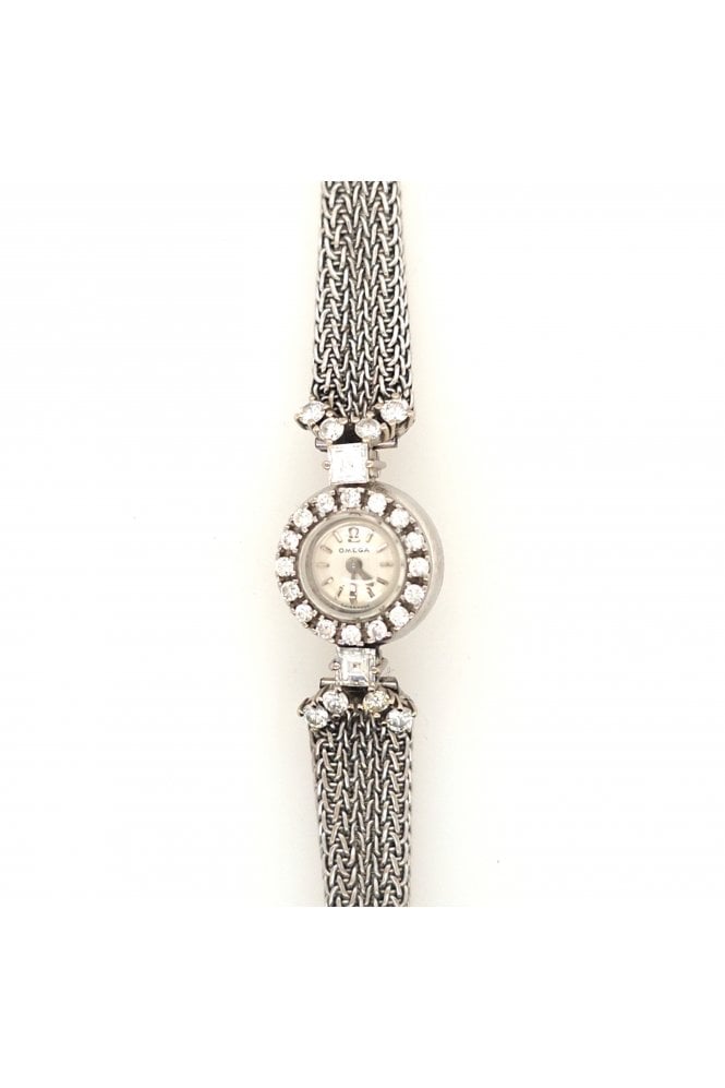 OMEGA - Preloved Preloved 18ct White Gold Omega Diamond Set Cocktail Watch