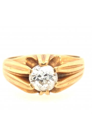 Preloved 18ct Yellow Gold Gent's Diamond Ring Old Cut Diamond