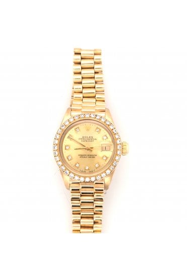 Preloved 18ct Yellow Gold Rolex Ladies Datejust Watch Model No. 6917