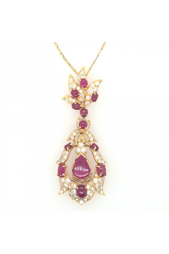 Preloved 18ct Yellow Gold Ruby & Diamond Pendant