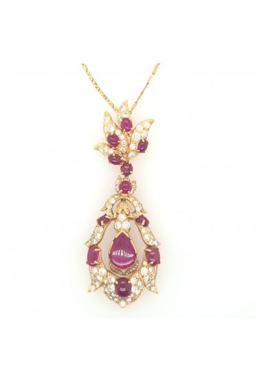 Preloved 18ct Yellow Gold Ruby & Diamond Pendant
