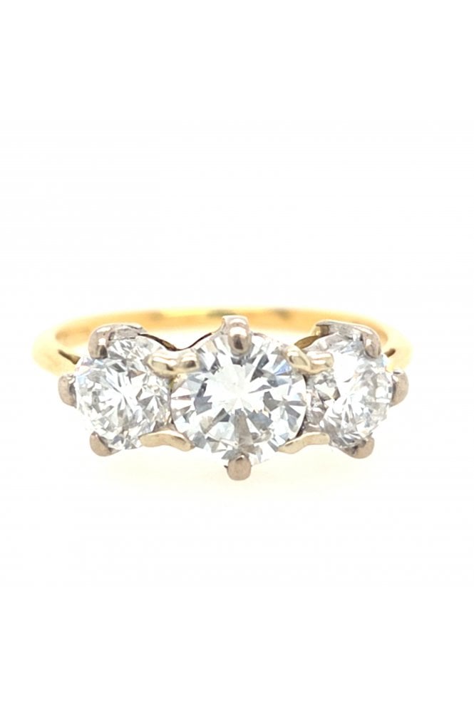 Preloved 18ct Yellow/White Gold 3 Stone Diamond Ring