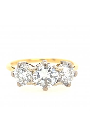 Preloved 18ct Yellow/White Gold 3 Stone Diamond Ring