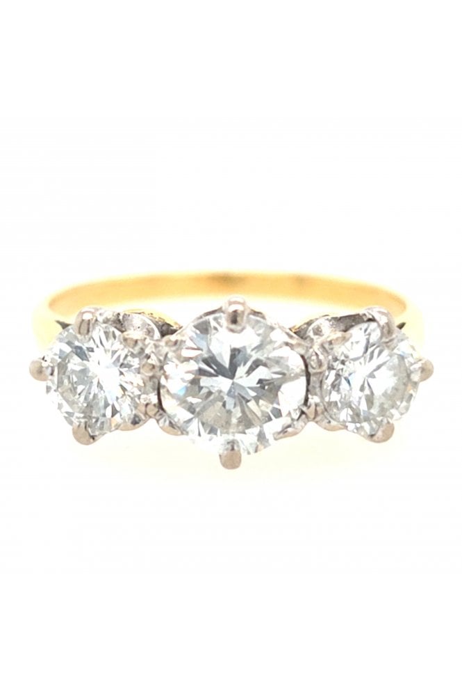 Preloved 18ct Yellow/White Gold 3 Stone Diamond Ring