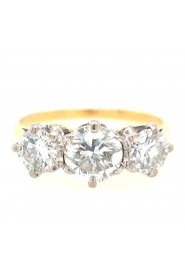 Preloved 18ct Yellow/White Gold 3 Stone Diamond Ring
