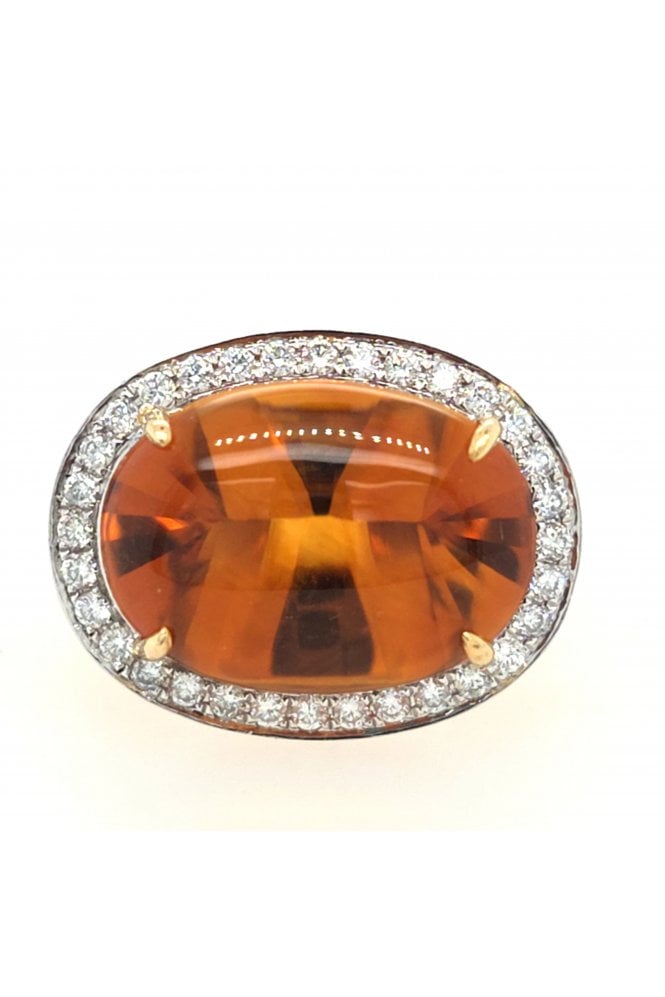 Preloved 18ct Yellow & White Gold Citrine & Diamond Ring