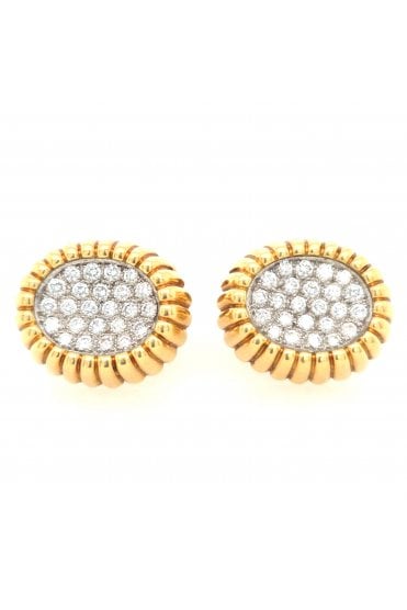 Preloved 18ct Yellow & White Gold Diamond Cufflinks 18ct White Gold Pavé Set
