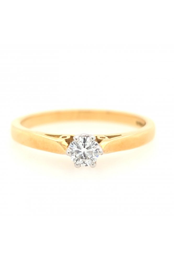 Preloved 18ct Yellow & White Gold Diamond Solitaire Ring