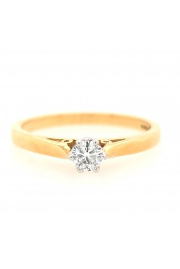 Preloved 18ct Yellow & White Gold Diamond Solitaire Ring
