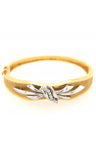 Preloved 18ct Yellow & White Gold Hinged Diamond Bangle