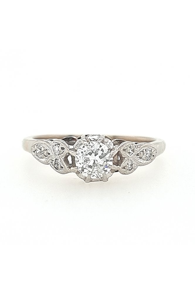 Preloved 9ct White Gold & Platinum Ring Platinum Claw Set