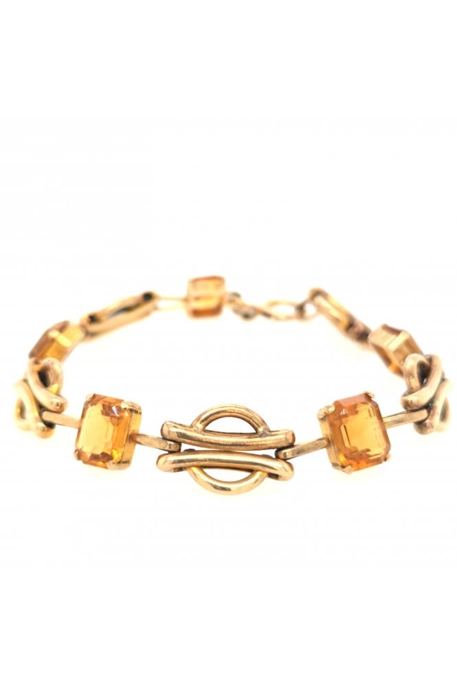 Preloved 9ct Yellow Gold & Citrine Bracelet  9ct Yellow Gold Claw Set