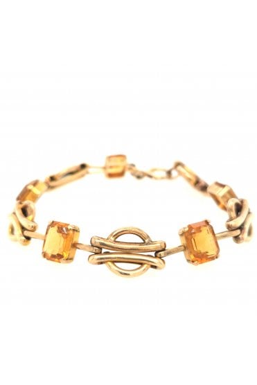 Preloved 9ct Yellow Gold & Citrine Bracelet  9ct Yellow Gold Claw Set