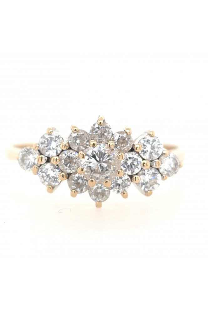Preloved 9ct Yellow Gold Cubic Zirconia Cluster Ring
