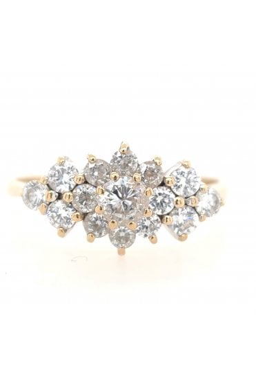 Preloved 9ct Yellow Gold Cubic Zirconia Cluster Ring
