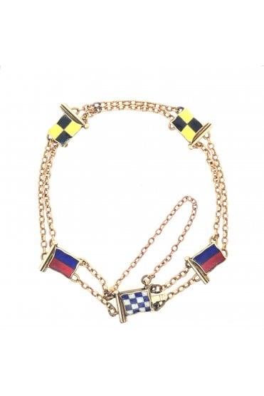 Preloved 9ct Yellow Gold Enamel Nautical Flag Bracelet