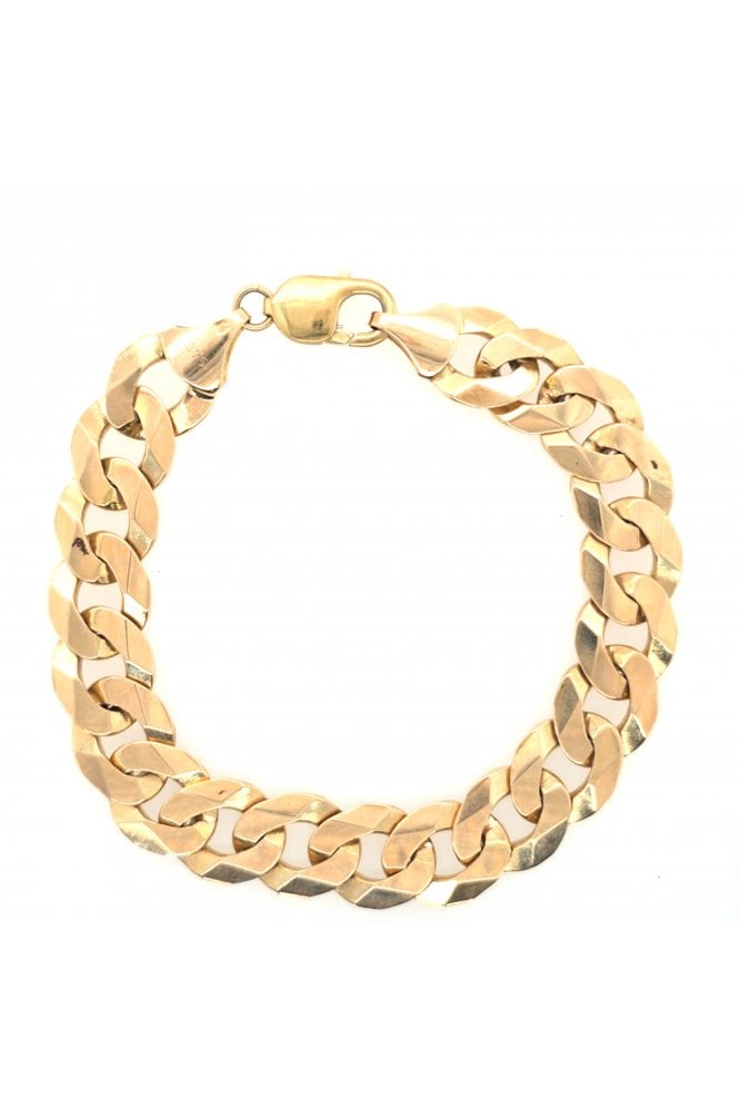Preloved 9ct Yellow Gold Flat Curb Gents Bracelet