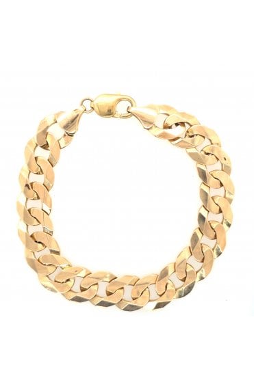Preloved 9ct Yellow Gold Flat Curb Gents Bracelet