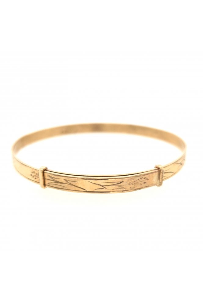 Preloved 9ct Yellow Gold Patterned Expandable Bangle