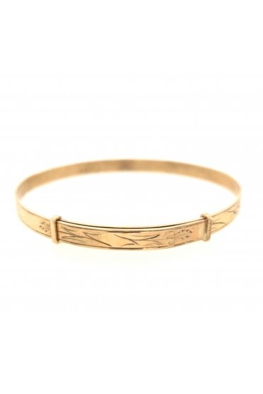 Preloved 9ct Yellow Gold Patterned Expandable Bangle