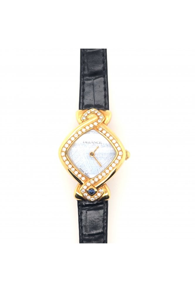 Delance - Preloved Preloved Delance 18ct Yellow Gold Watch Diamond-set, and with Cabochon Sapphire