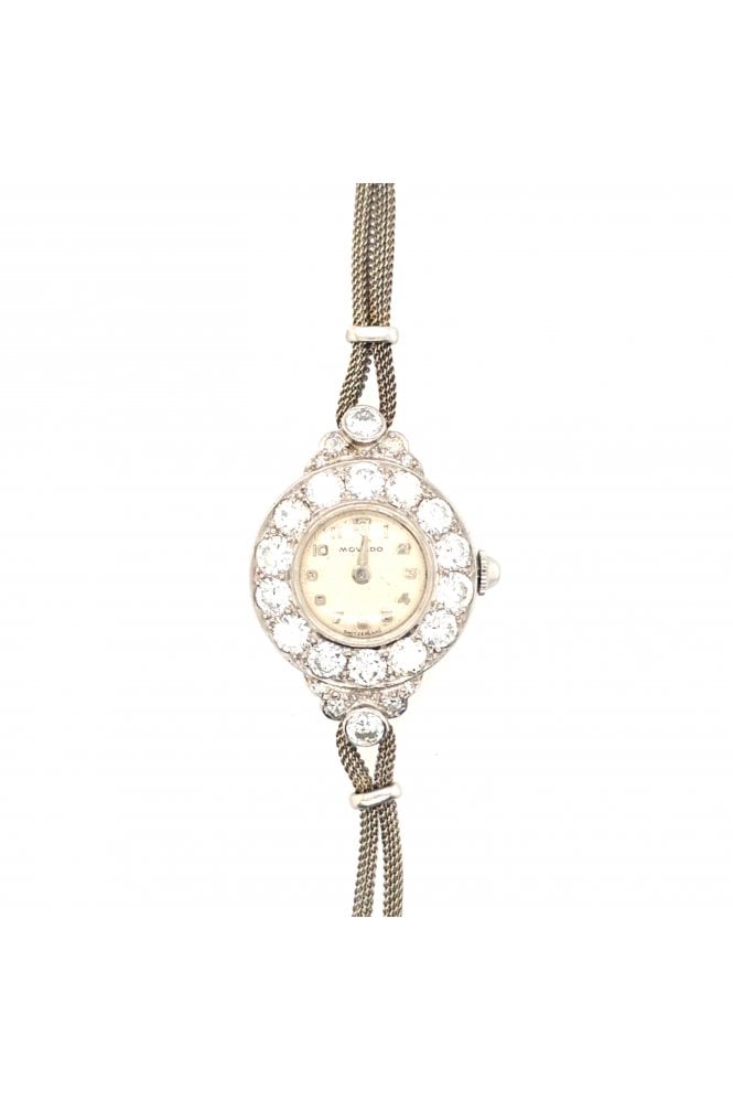 Movado - Preloved Preloved Movado Art Deco 18ct White Gold Diamond Watch