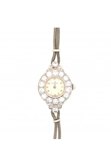 Preloved Movado Art Deco 18ct White Gold Diamond Watch