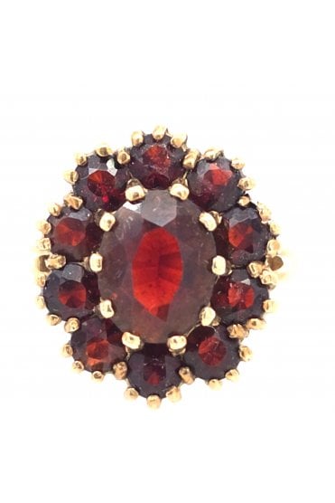 Preloved Silver Gilt Garnet Cluster Ring