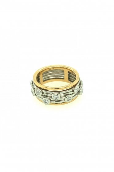Rotating Inset Diamond Ring 18ct White & Rose Gold
