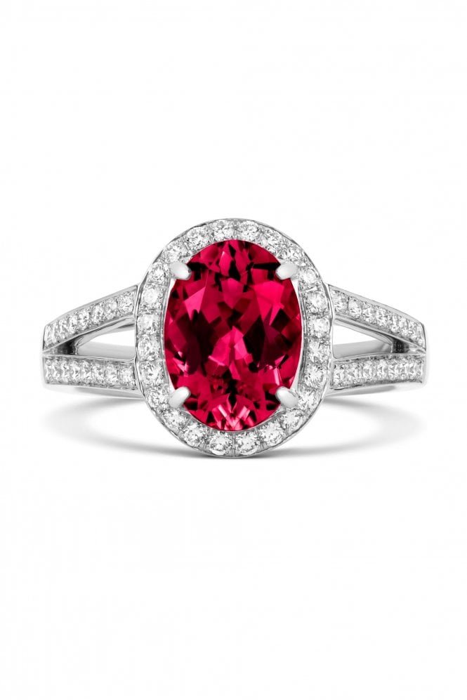 Tivon Rubellite & Diamond 18ct White Gold Ring  RW-1304-RUB