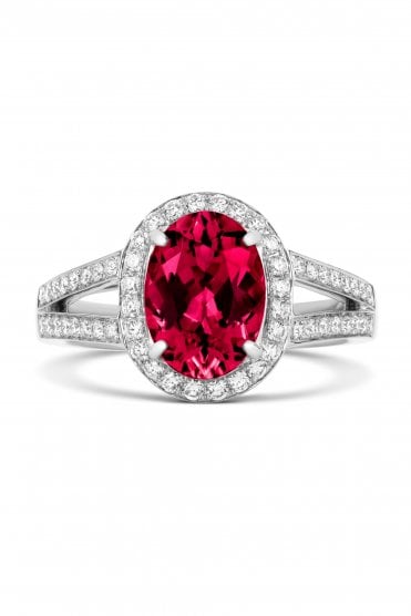 Rubellite & Diamond 18ct White Gold Ring  RW-1304-RUB