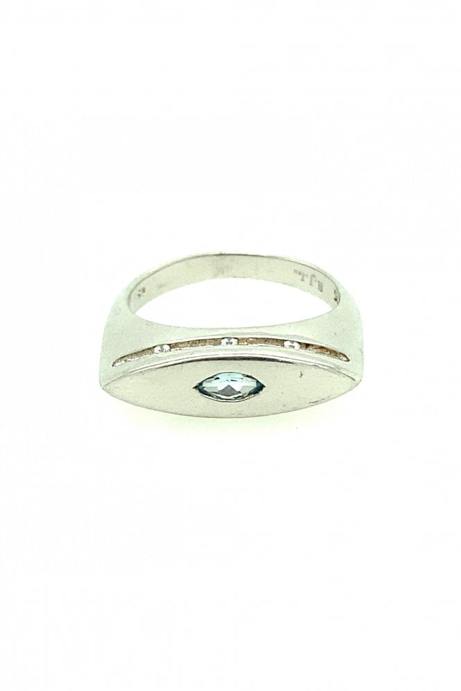 Silver Cubic Zirconia & Blue Topaz Ring