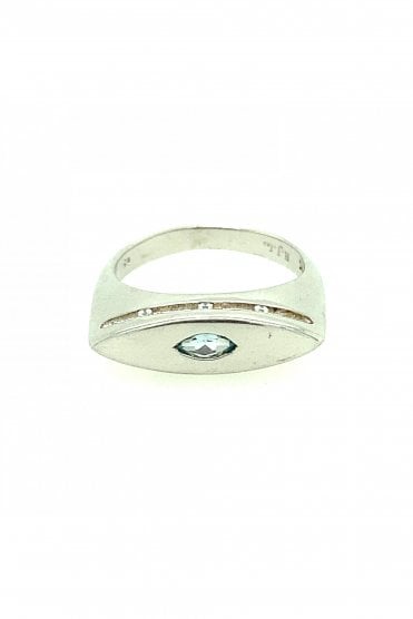 Silver Cubic Zirconia & Blue Topaz Ring