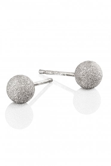Silver Frosted Ball Stud Earrings